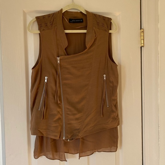 Zara Slouchy Moto Vest Size: M - Picture 2 of 4
